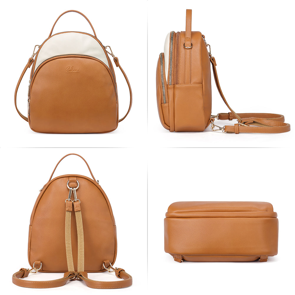 Andee Convertible Crossbody Backpack - Taupe Vegan Leather Handbag