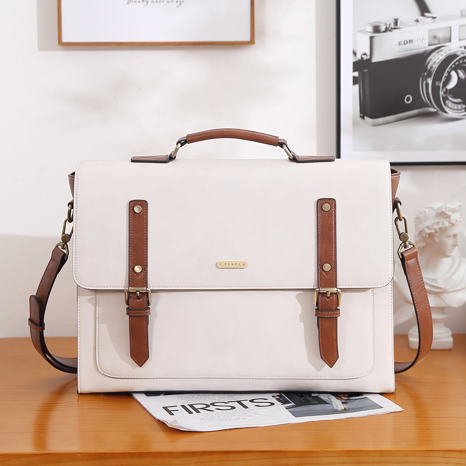 Marilyn British Style Ladies Leather Briefcase Messenger Bag